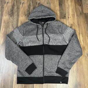 SOUTHPOLE Men’s Gray Marled Black Full Zip Up Hoodie Jacket Slim Fit Large